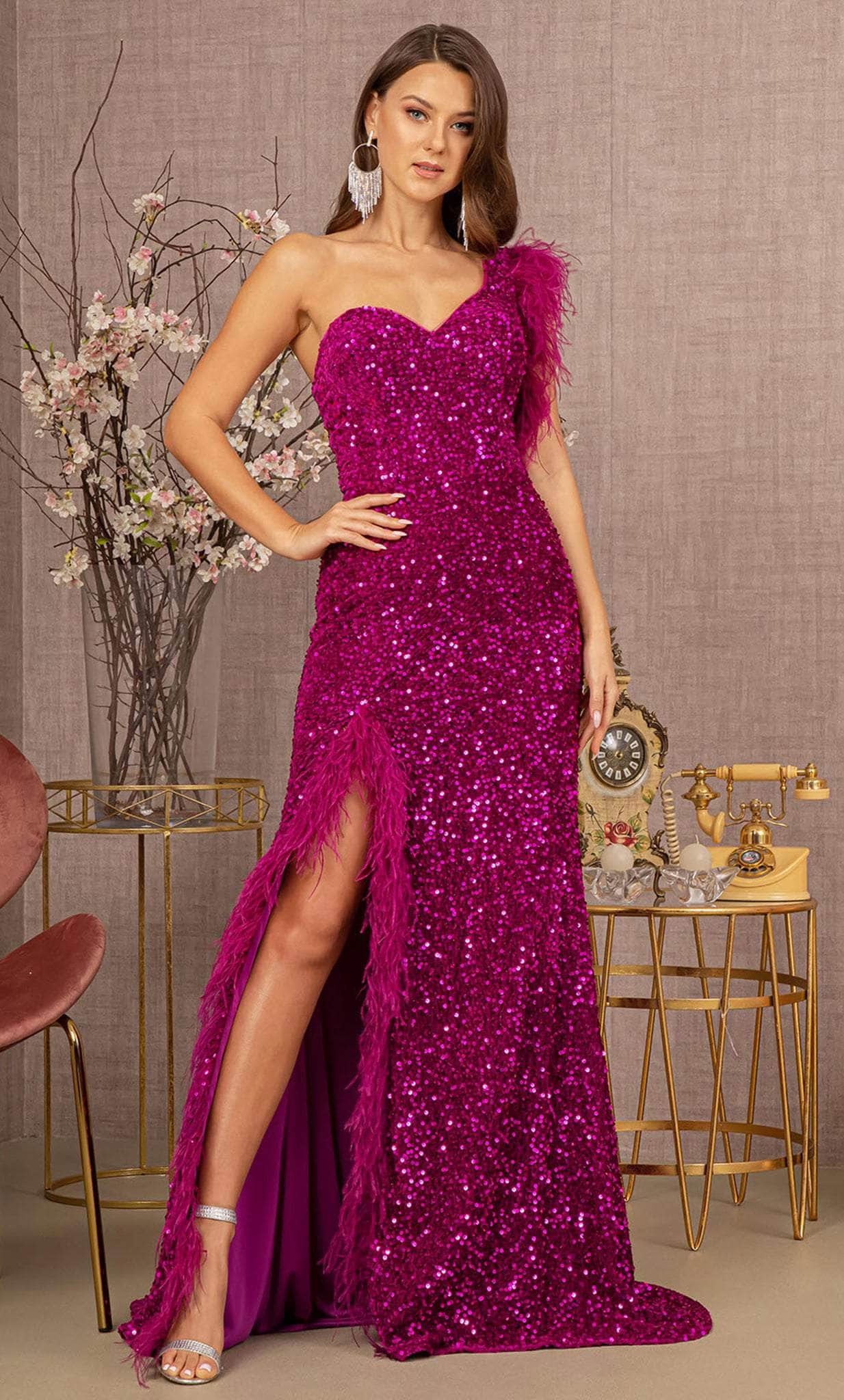 Image of GLS by Gloria GL3154 - One Sleeve Sequin Prom Dress