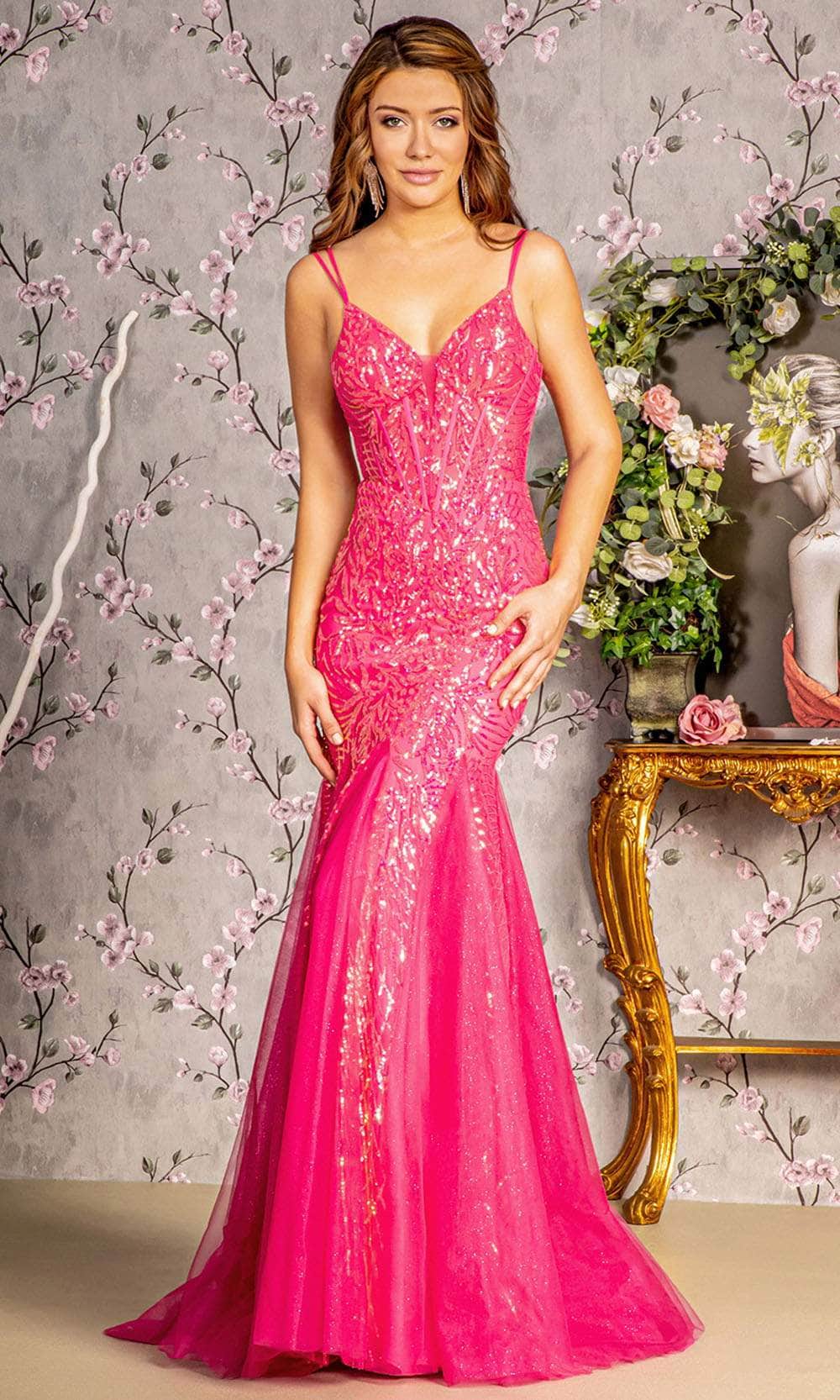 Image of GLS by Gloria GL3228 - Corset Bodice Sleeveless Prom Gown