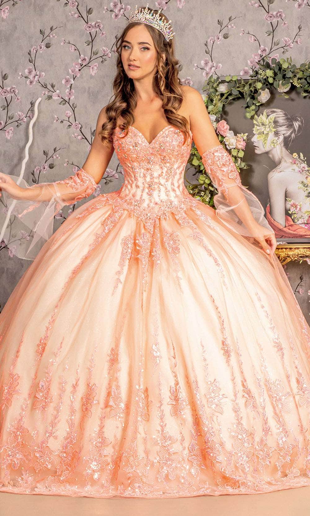 Image of GLS by Gloria GL3235 - Embroidered Rhine Stone Accented Ballgown