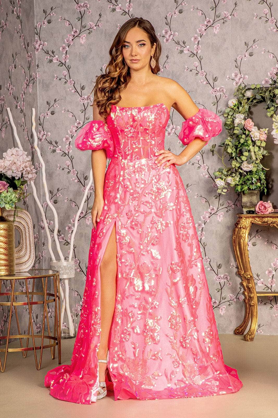 Image of GLS by Gloria GL3311 - Corset Bodice Sequin Embellished Prom Gown