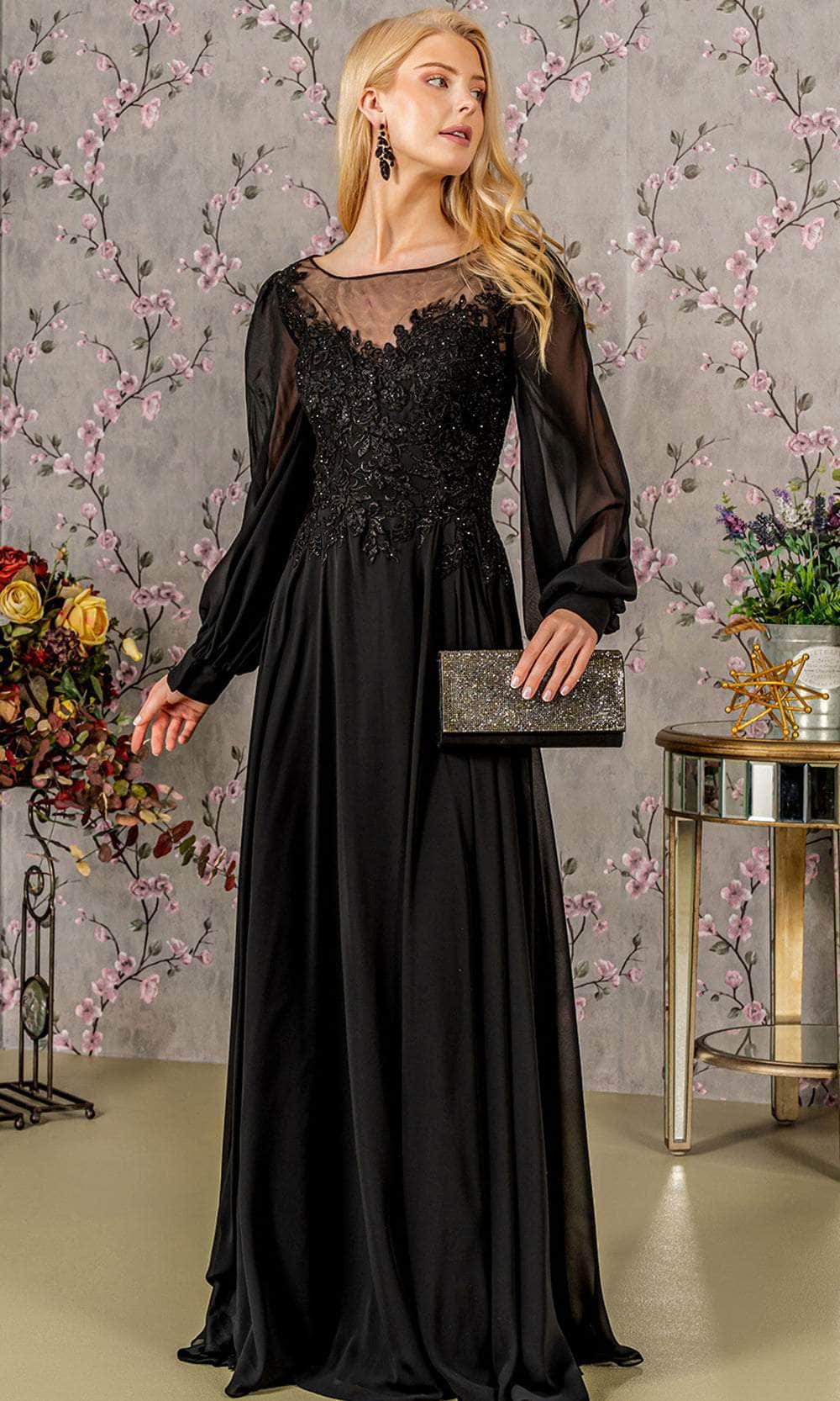 Image of GLS by Gloria GL3363 - Beaded Illusion Bateau Formal Dress