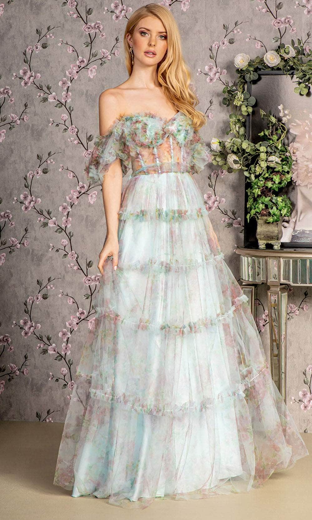 Image of GLS by Gloria GL3394 - Ruffle Off-Shoulder Prom Dress