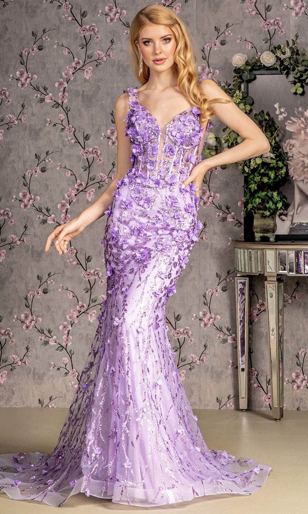 Image of GLS by Gloria GL3410 - Applique Corset Bodice Prom Gown