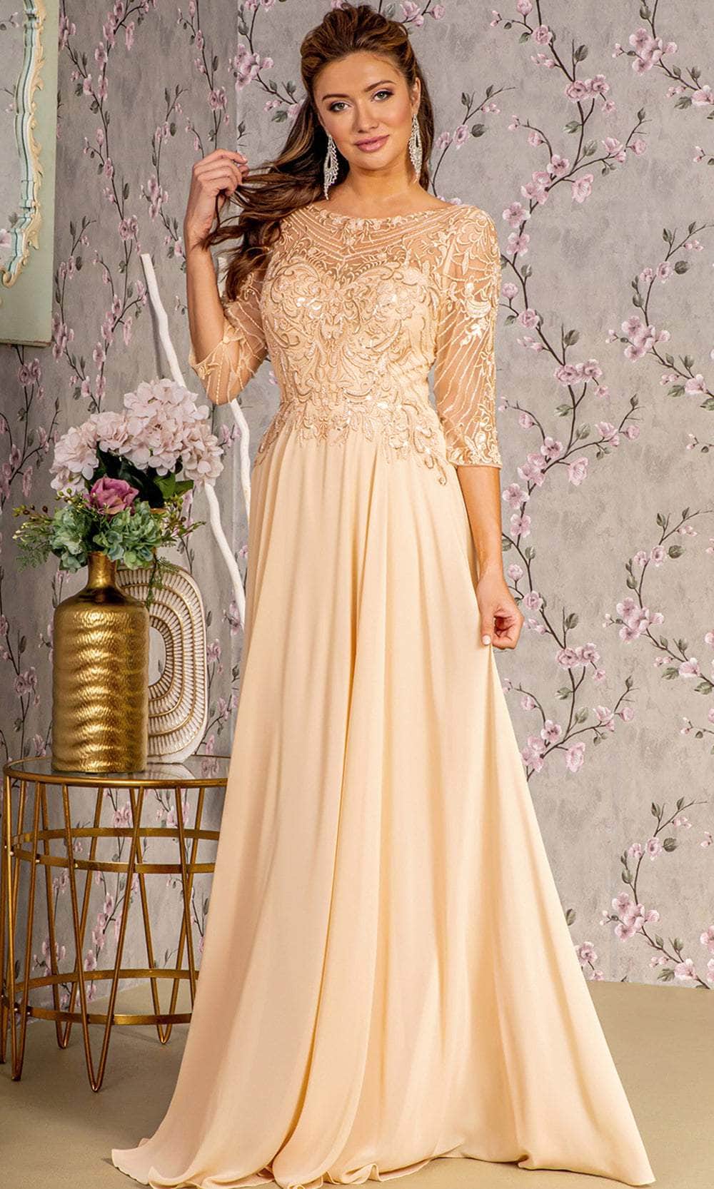 Image of GLS by Gloria GL3446 - Sequin Embroidery Formal Dress
