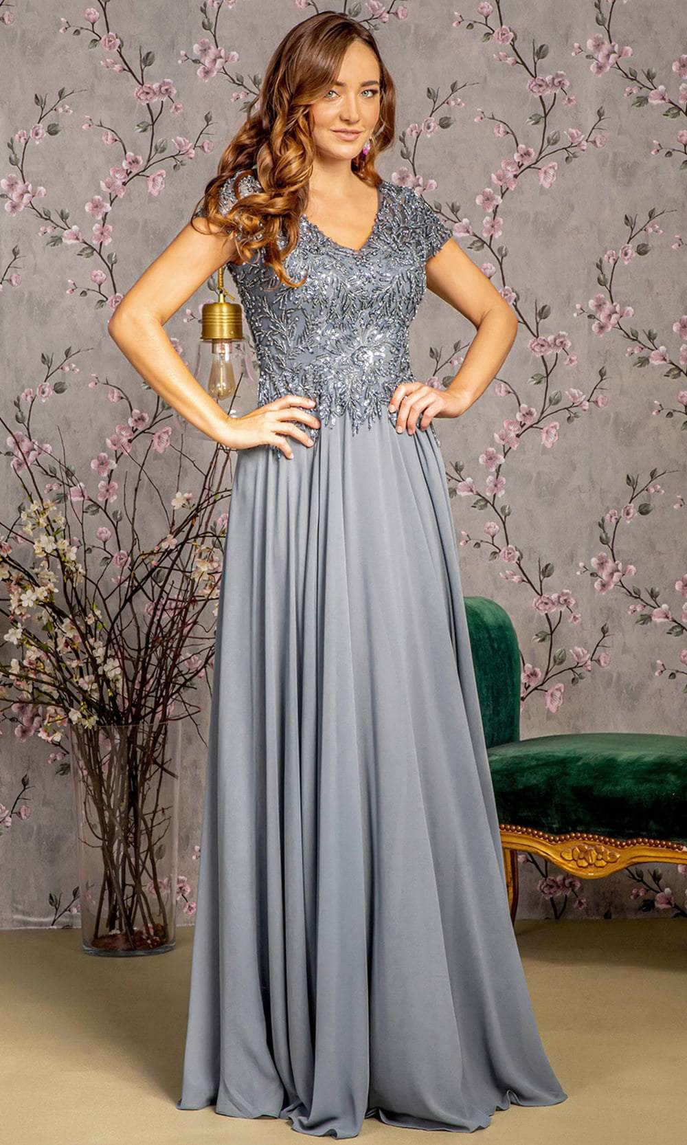 Image of GLS by Gloria GL3450 - V-Neck Sequin Formal Dress
