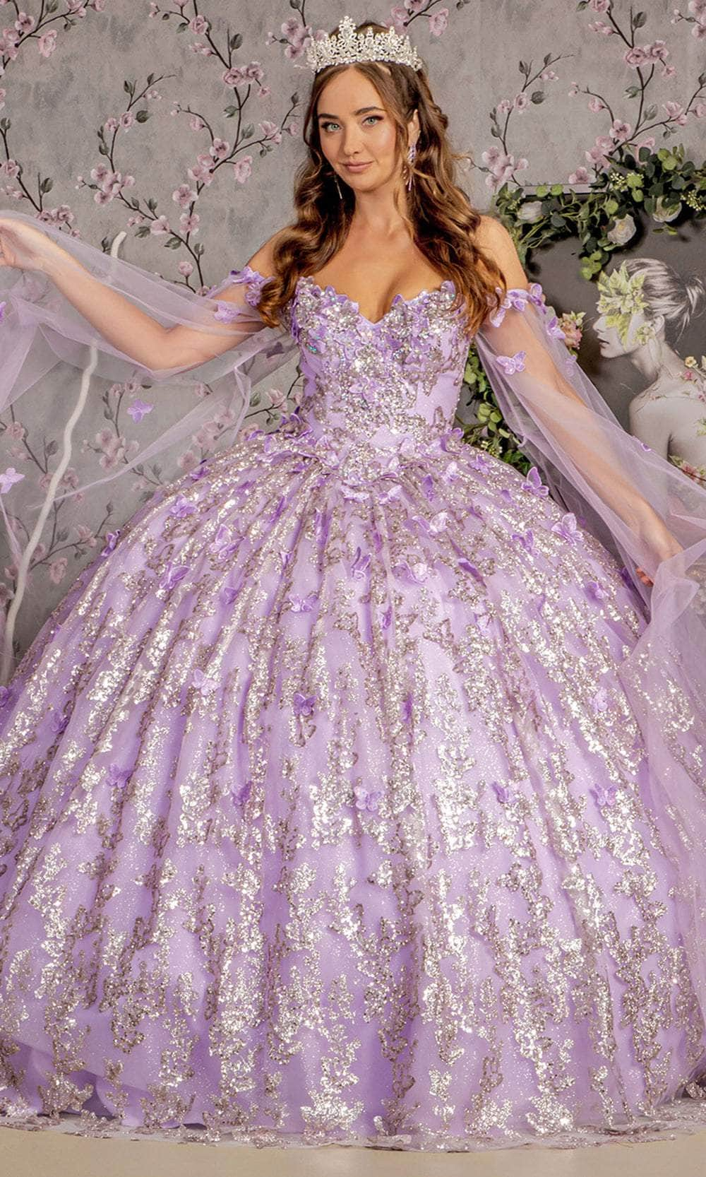 Image of GLS by Gloria GL3451 - Off-Shoulder Sequin Ballgown