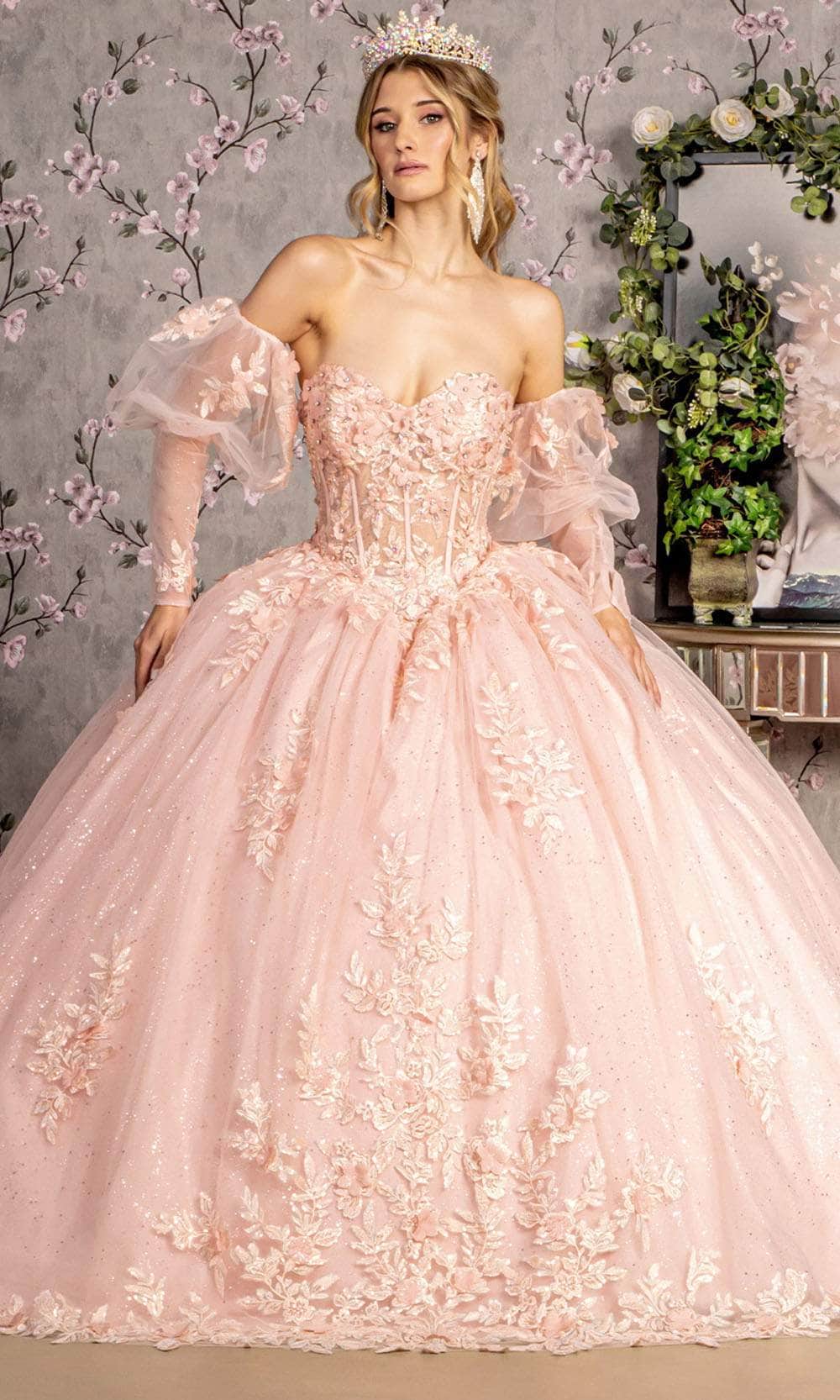 Image of GLS by Gloria GL3476 - Sweetheart Neck Glitter Embroidery Ballgown