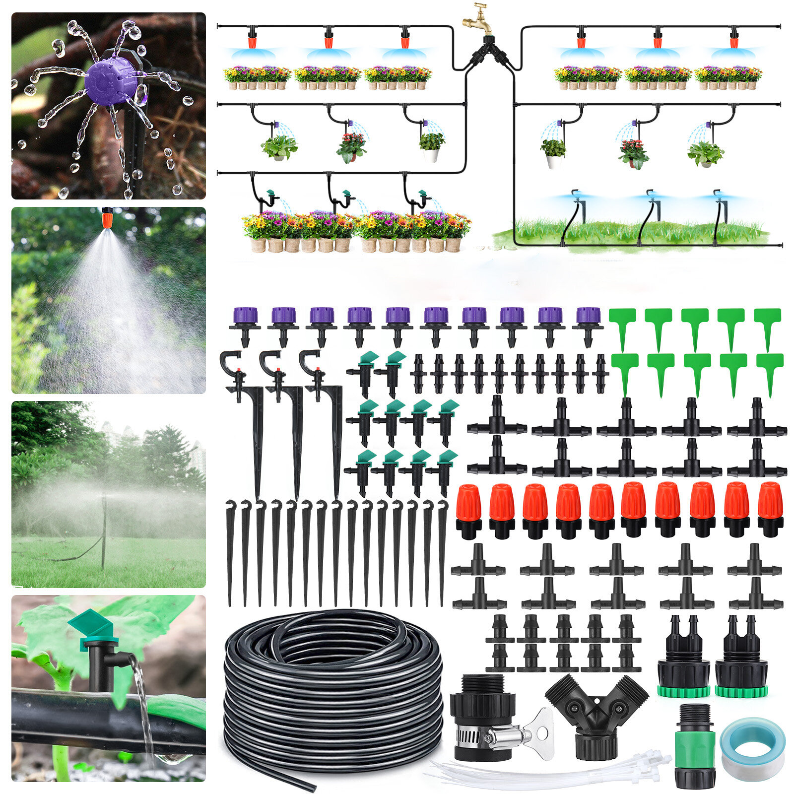Image of GOTGELIF 29M 153PCS Drip Irrigation Kit Automatic Sprinkler DIY Garden Watering Micro Drip Irrigation System Hose Kits
