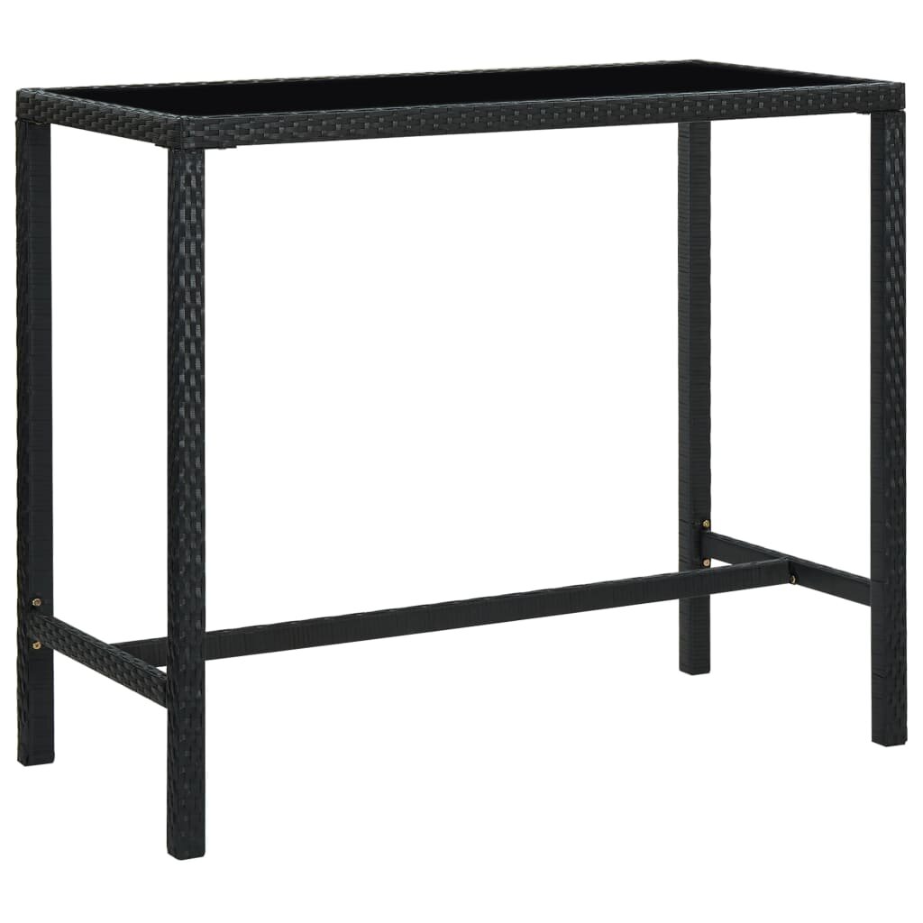 Image of Garden Bar Table Black 512"x236"x433" Poly Rattan and Glass