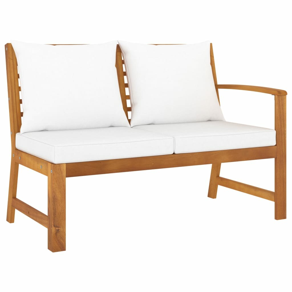 Image of Garden Bench 451" with Cream Cushion Solid Acacia Wood