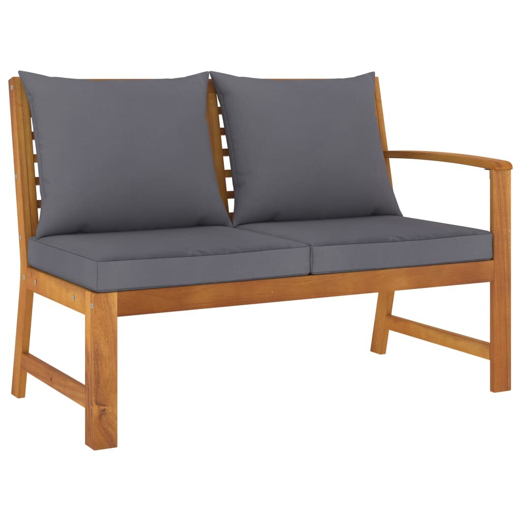Image of Garden Bench 451" with Dark Gray Cushion Solid Acacia Wood