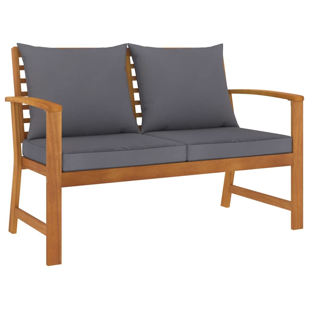 Image of Garden Bench 472" with Dark Gray Cushion Solid Acacia Wood