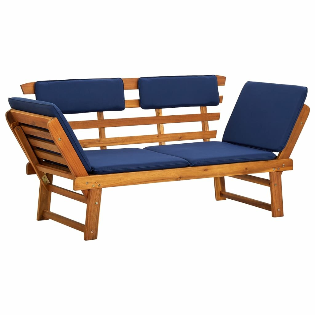 Image of Garden Bench with Cushions 2-in-1 75" Solid Acacia Wood