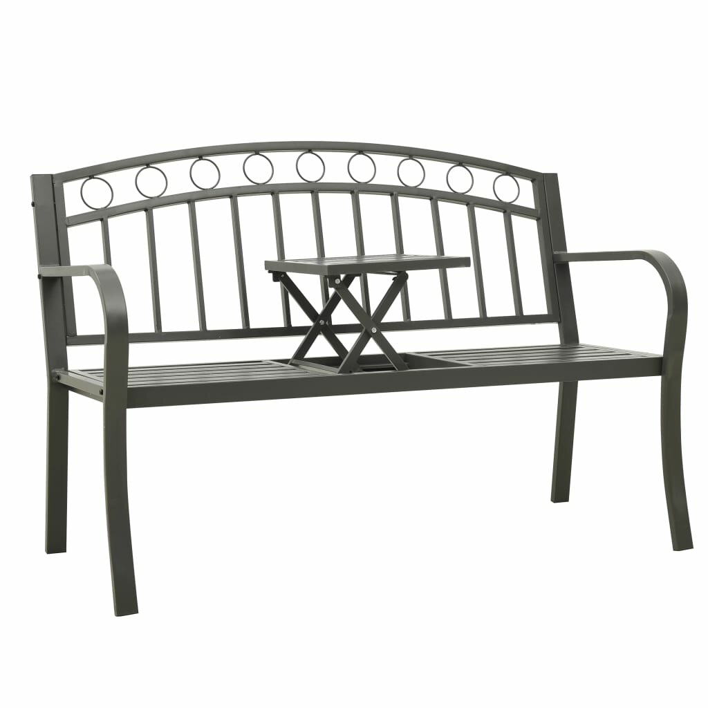 Image of Garden Bench with a Table 492" Steel Gray