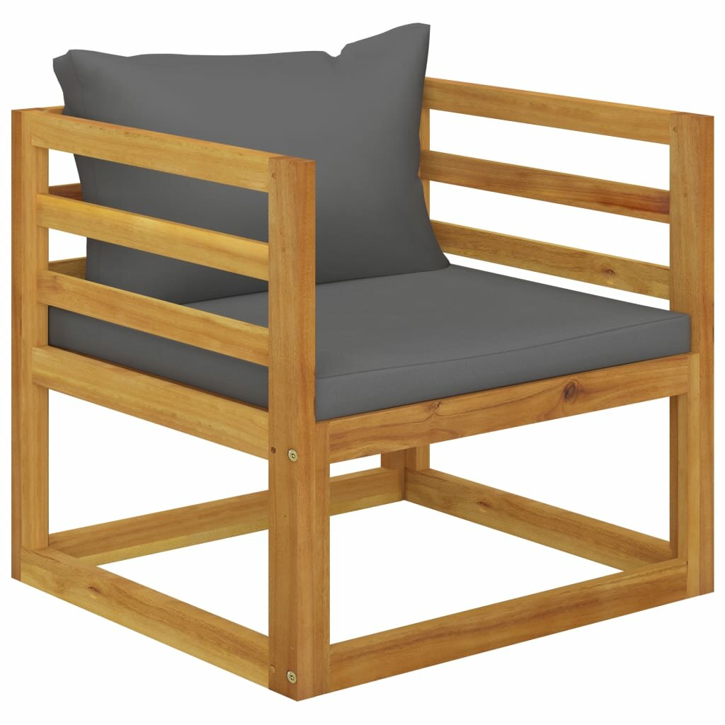 Image of Garden Chair with Dark Gray Cushions Solid Acacia Wood