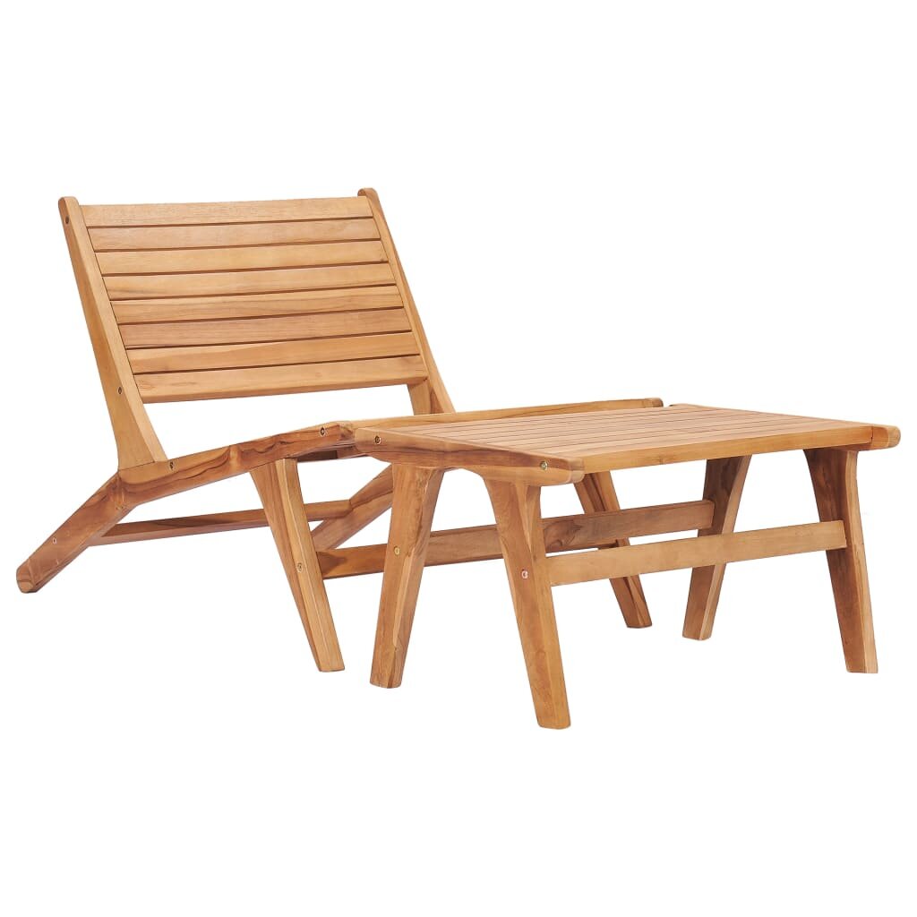 Image of Garden Chair with Footrest Solid Teak Wood