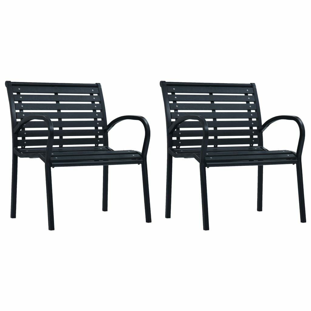 Image of Garden Chairs 2 pcs Black Steel and WPC