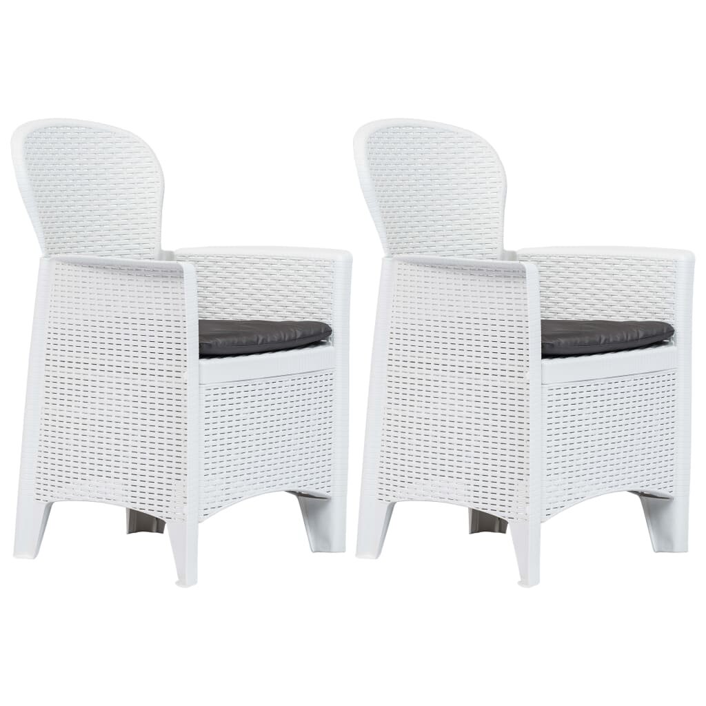 Image of Garden Chairs 2 pcs with Cushion White Plastic Rattan Look