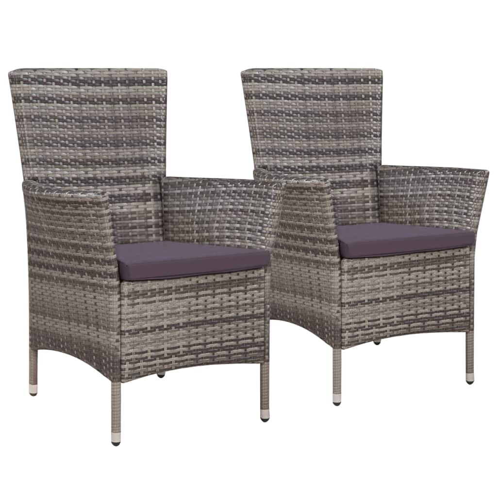 Image of Garden Chairs 2 pcs with Cushions Poly Rattan Gray