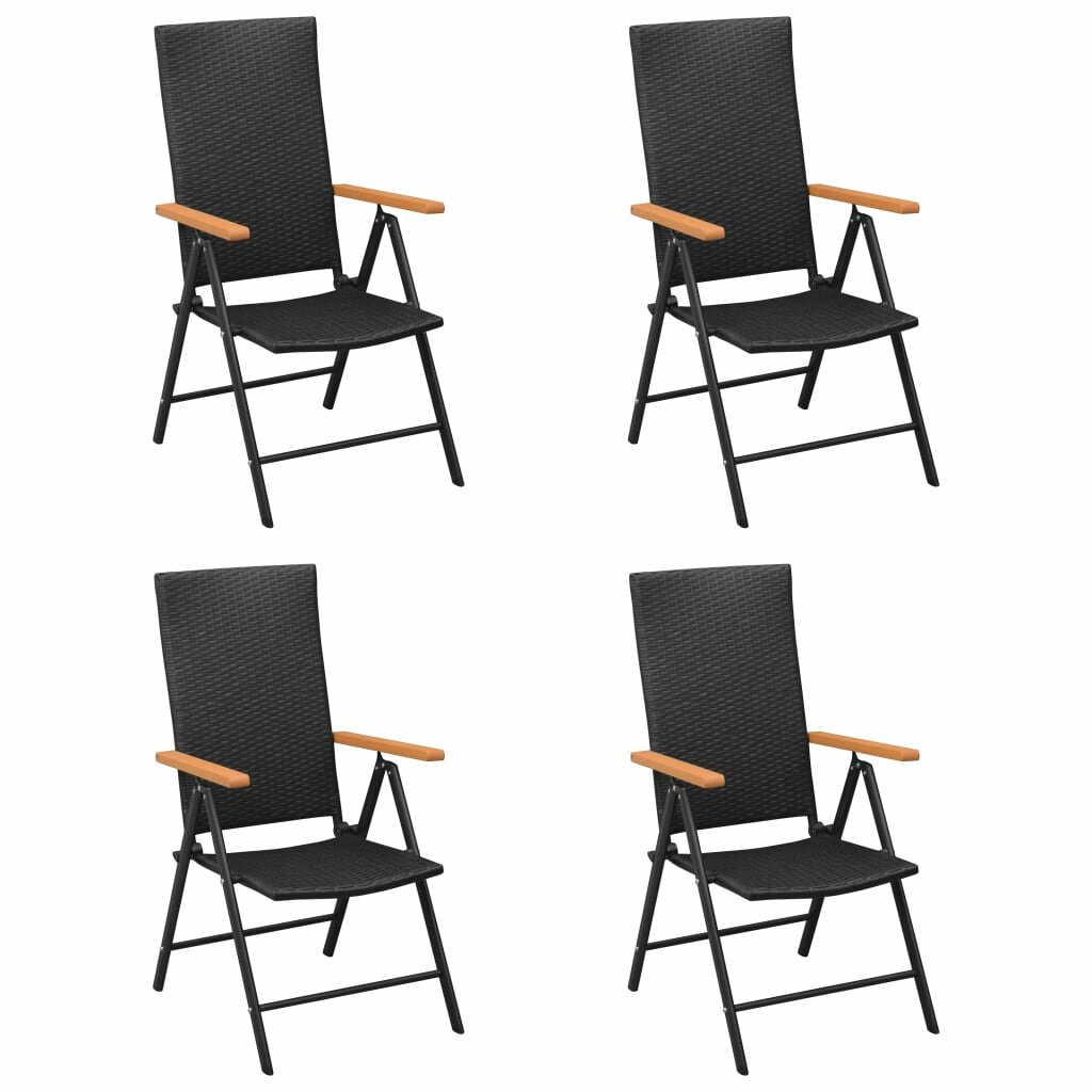 Image of Garden Chairs 4 pcs Poly Rattan Black