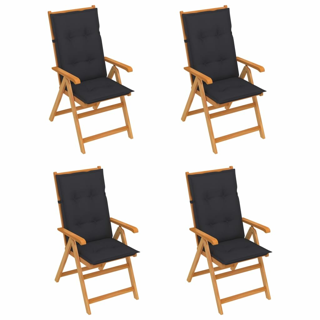 Image of Garden Chairs 4 pcs with Anthracite Cushions Solid Teak Wood