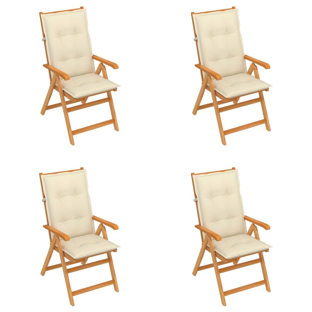 Image of Garden Chairs 4 pcs with Cream Cushions Solid Teak Wood