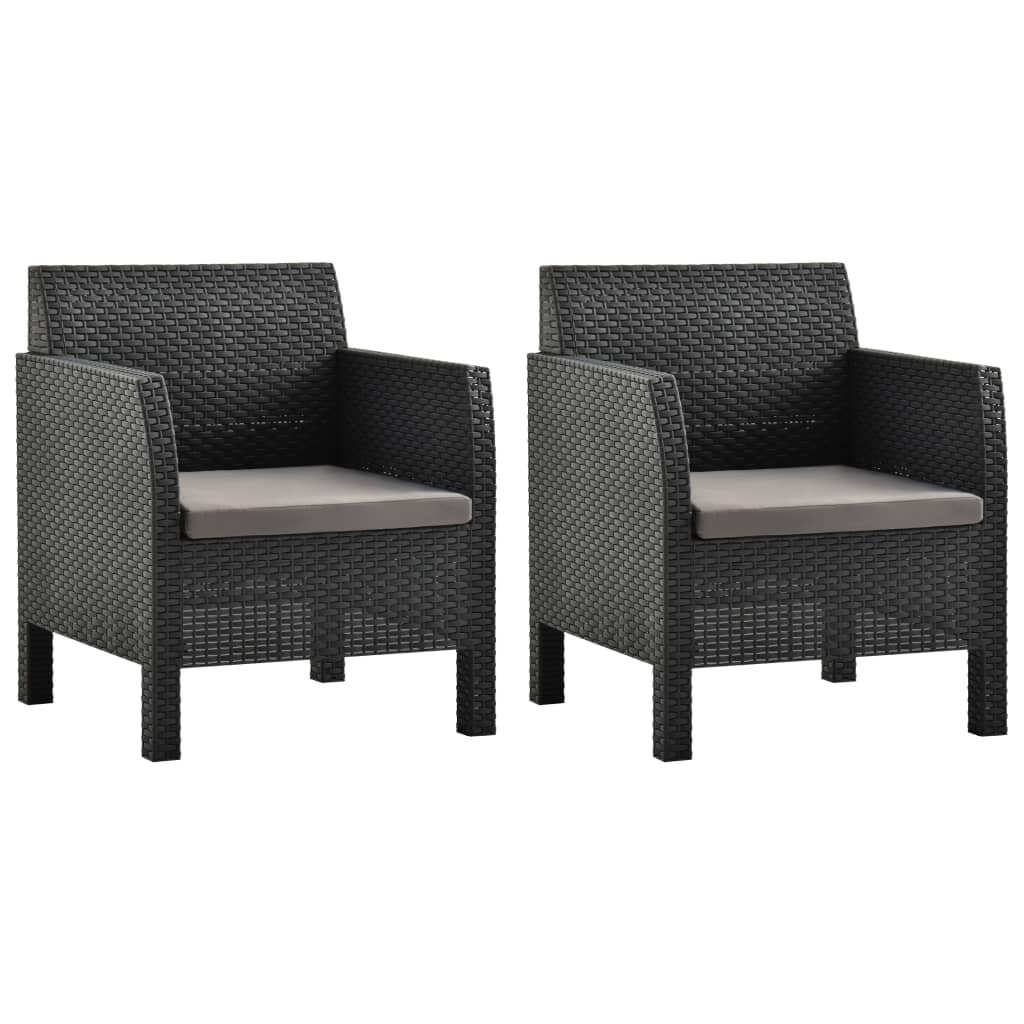 Image of Garden Chairs with Cushions 2 pcs PP Anthracite
