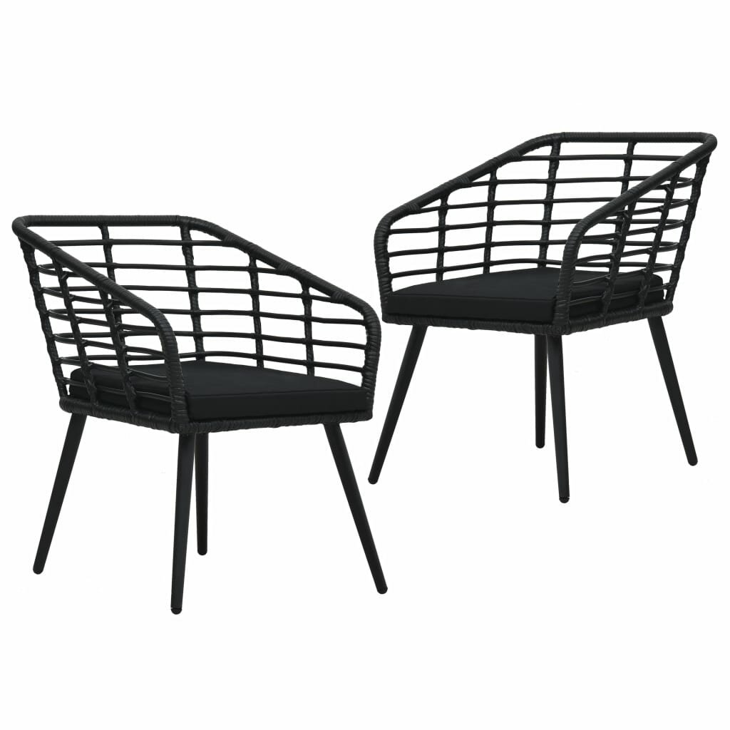 Image of Garden Chairs with Cushions 2 pcs Poly Rattan Black