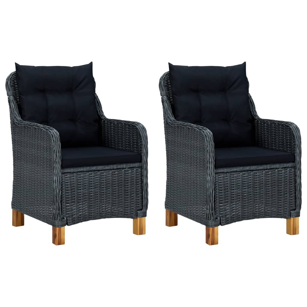Image of Garden Chairs with Cushions 2 pcs Poly Rattan Dark Gray
