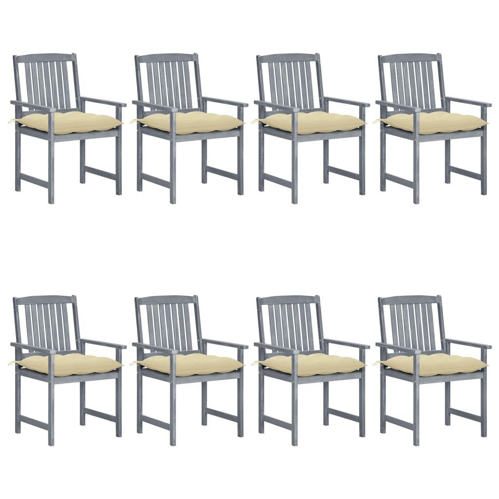 Image of Garden Chairs with Cushions 8 pcs Solid Acacia Wood Gray