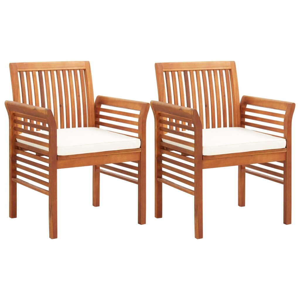 Image of Garden Dining Chairs with Cushions 2 pcs Solid Acacia Wood