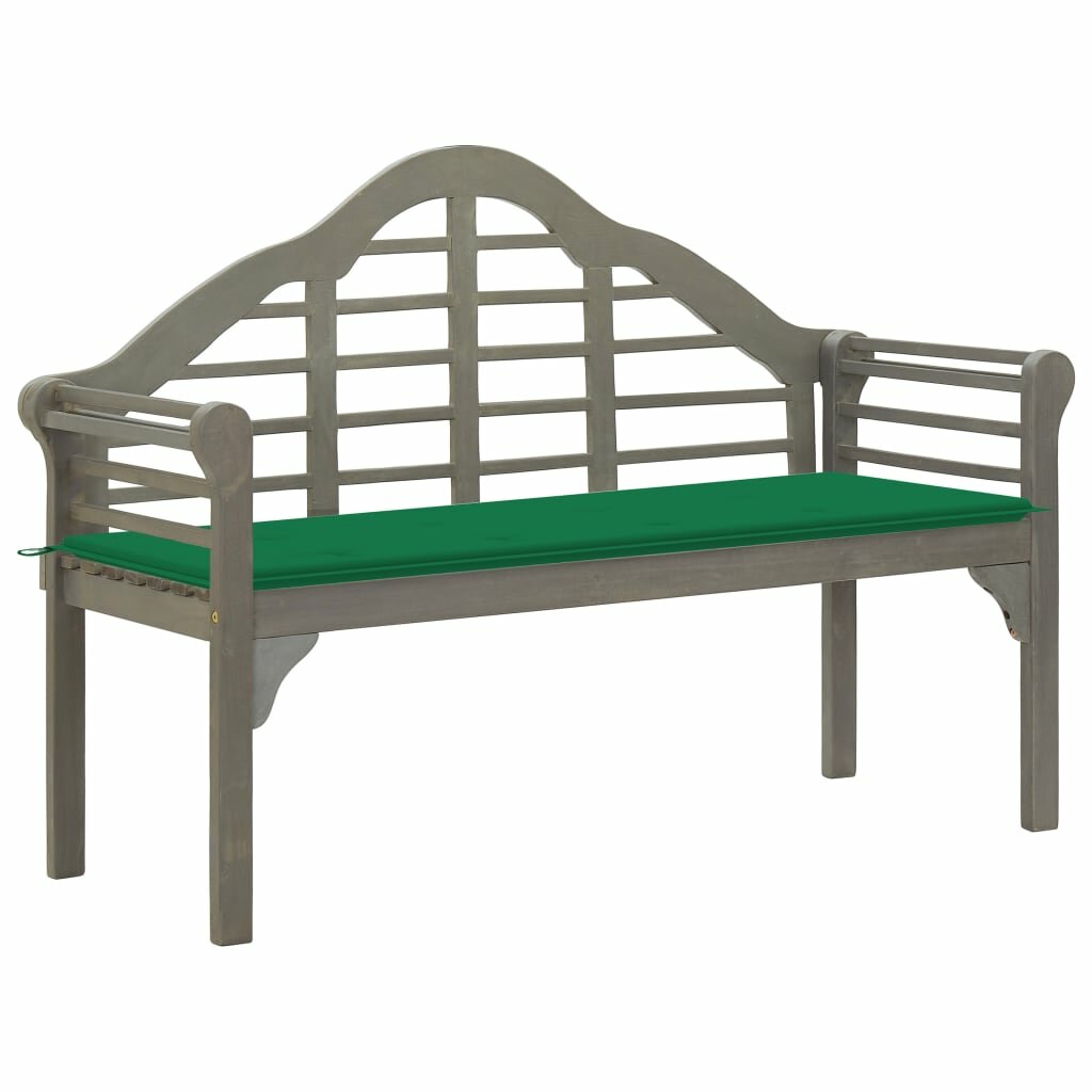 Image of Garden Queen Bench with Cushion 531" Solid Acacia Wood Gray