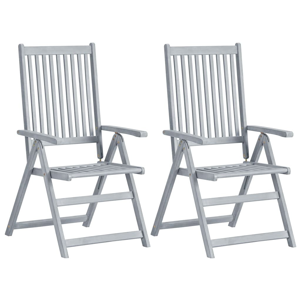 Image of Garden Reclining Chairs 2 pcs Gray Solid Acacia Wood