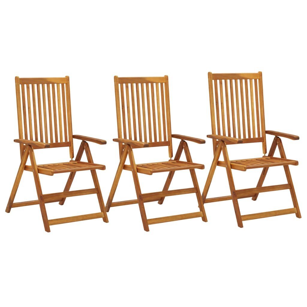 Image of Garden Reclining Chairs 3 pcs Solid Acacia Wood