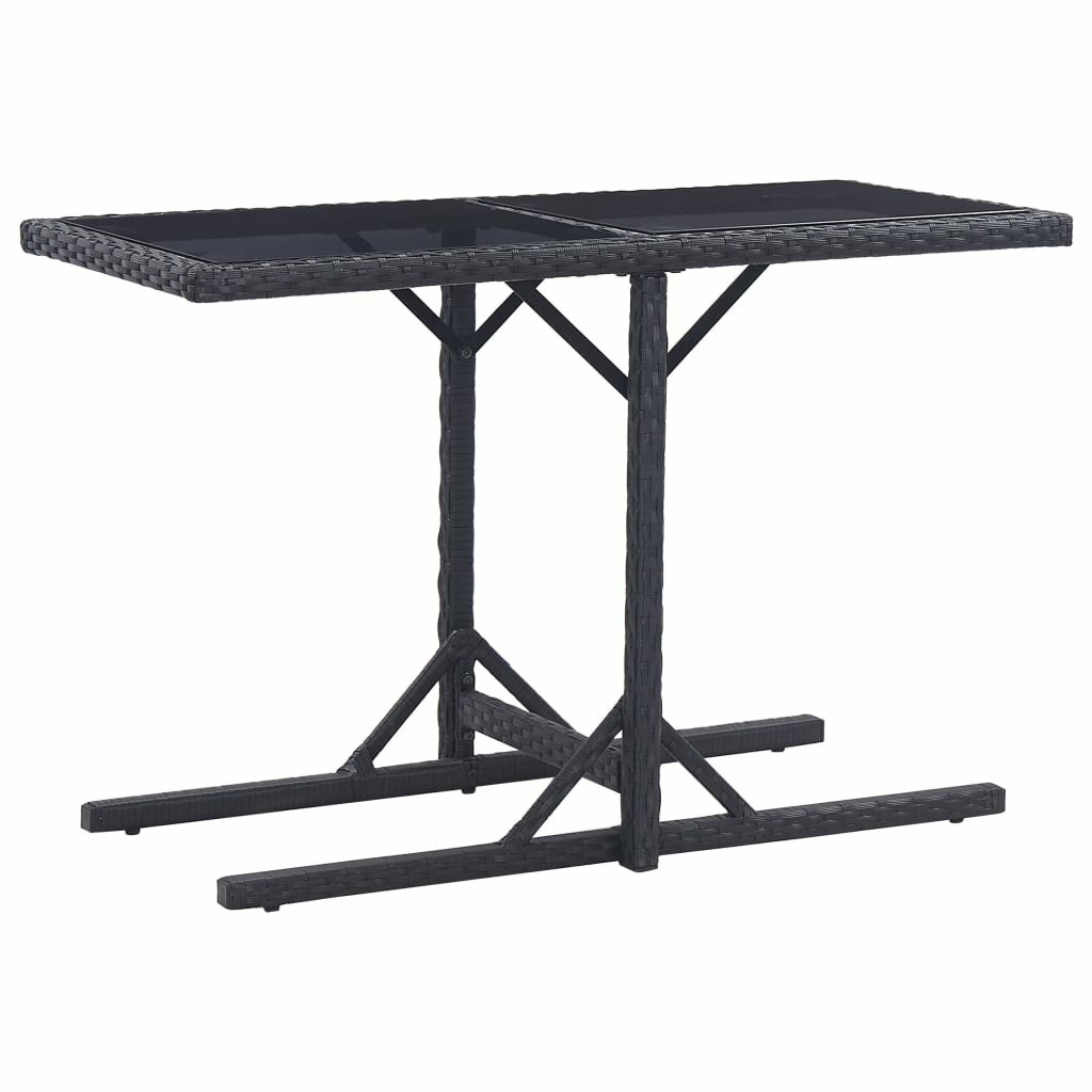 Image of Garden Table Black 433"x209"x283" Glass and Poly Rattan