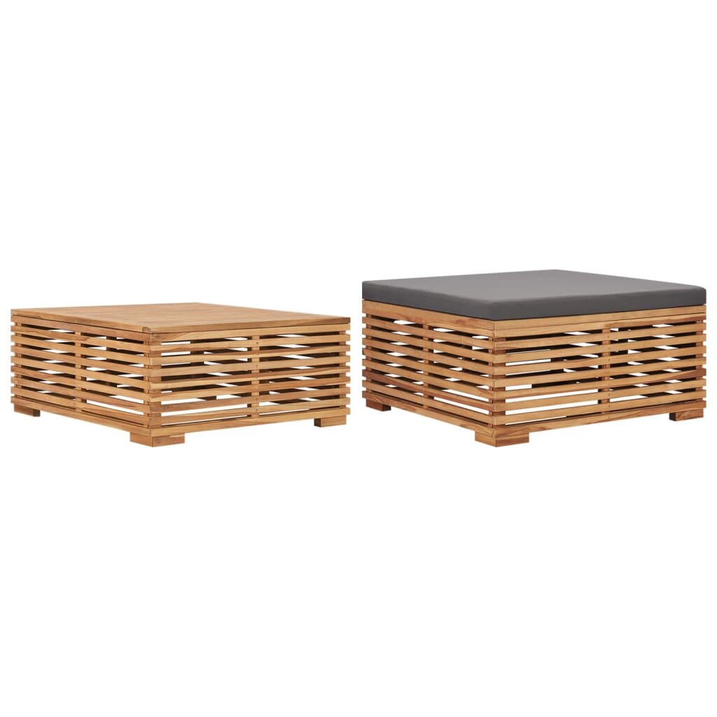Image of Garden Table and Footrest Set&Dark Gray Cushion Solid Teak Wood