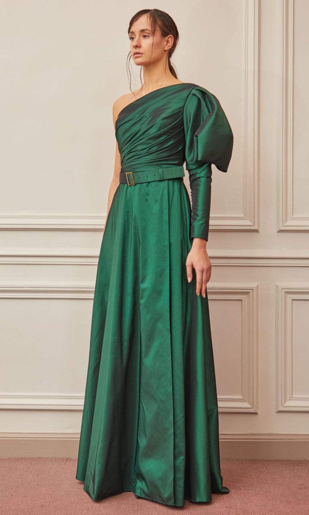 Image of Gatti Nolli Couture - OP-5370 Draped Gigot Sleeve A-Line Gown