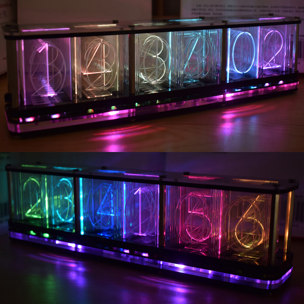 Image of Geekcreit® DIY Imitate Glow Clock Kit Full Color RGB Glow Tube Clock LED Music Spectrum Kit