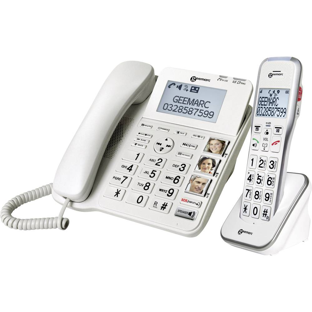 Image of Geemarc AMPLIDECT 595 COMBI Corded Big Button Answerphone Hands-free Visual call notification Hearing aid