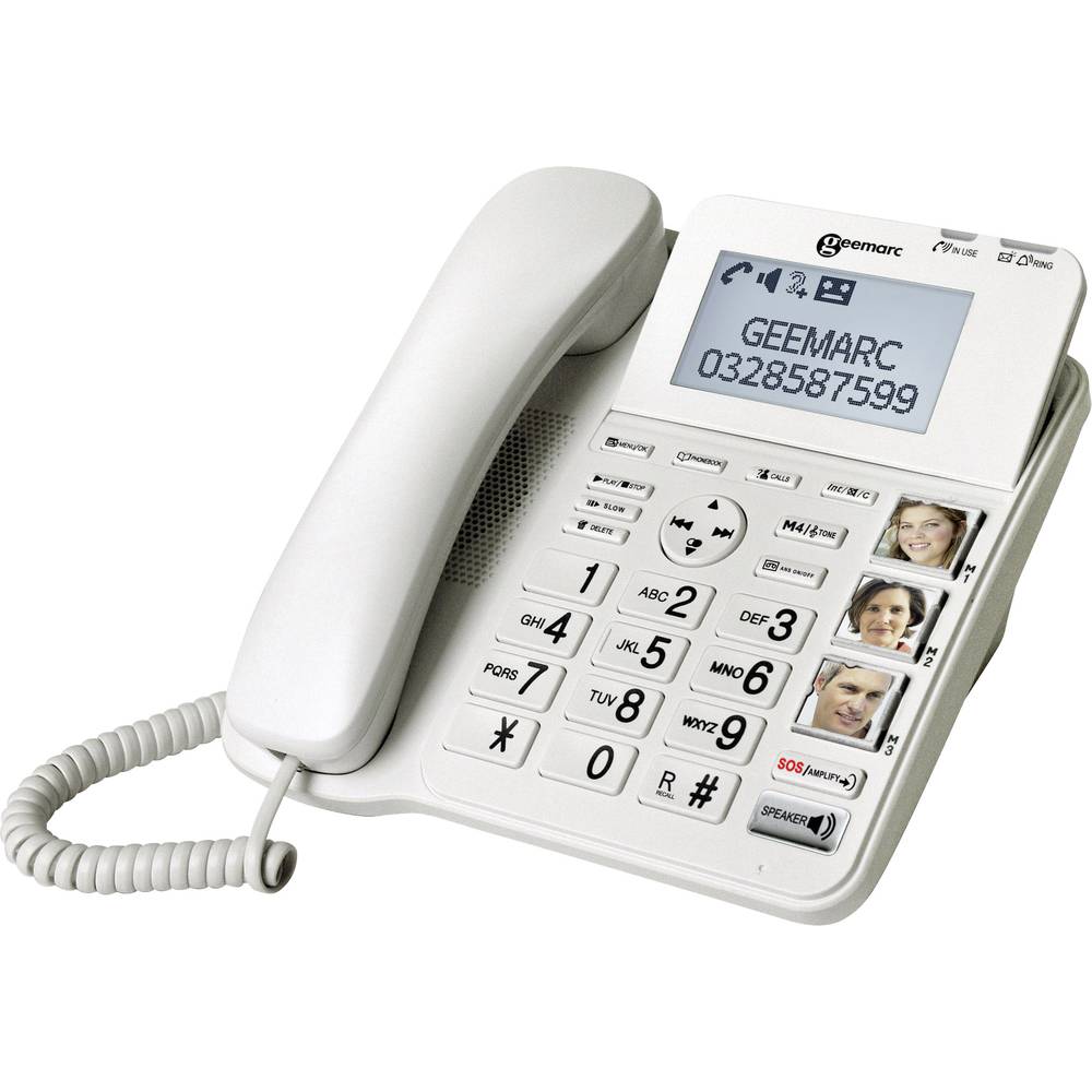 Image of Geemarc CL595 Corded Big Button Answerphone Hands-free Visual call notification Hearing aid compatibility incl