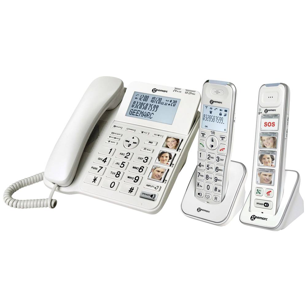 Image of Geemarc Pack SENIOR 295 Corded Big Button Answerphone Camera button incl handset Backlit White