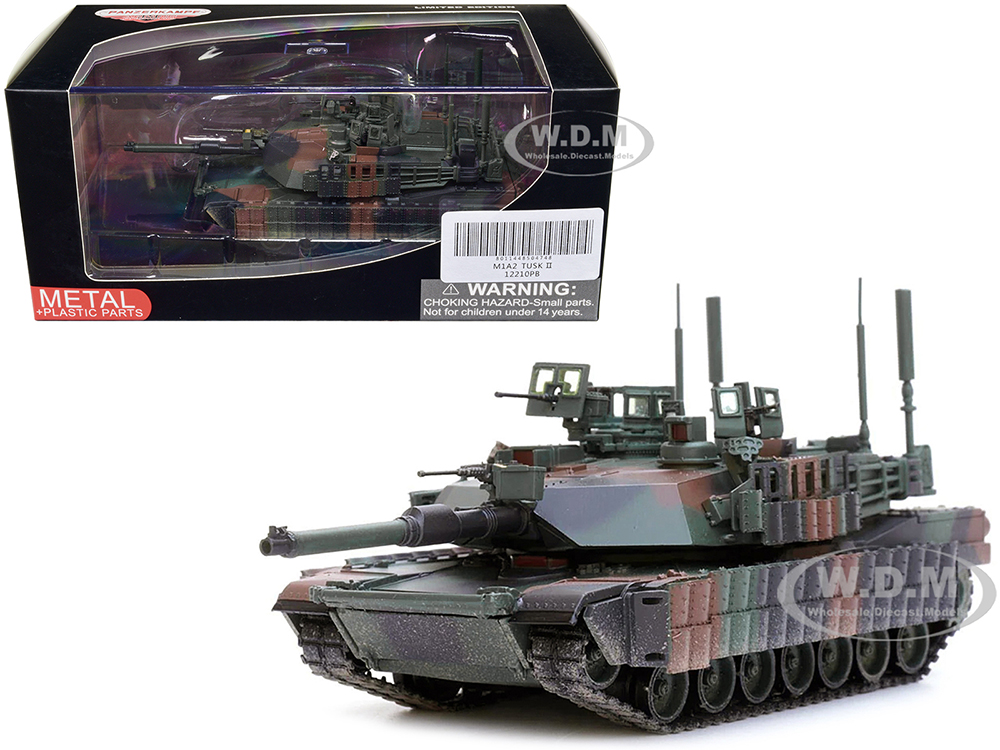 Image of General Dynamics M1A2 Abrams TUSK II MBT (Main Battle Tank) NATO Camouflage "Armor Premium" Series 1/72 Diecast Model by Panzerkampf