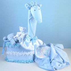Image of Gentle Giraffe Diaper Cake Baby Boy Gift
