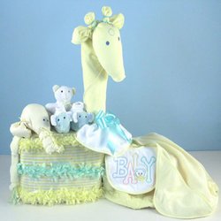 Image of Gentle Giraffe Diaper Cake Baby Shower Gift