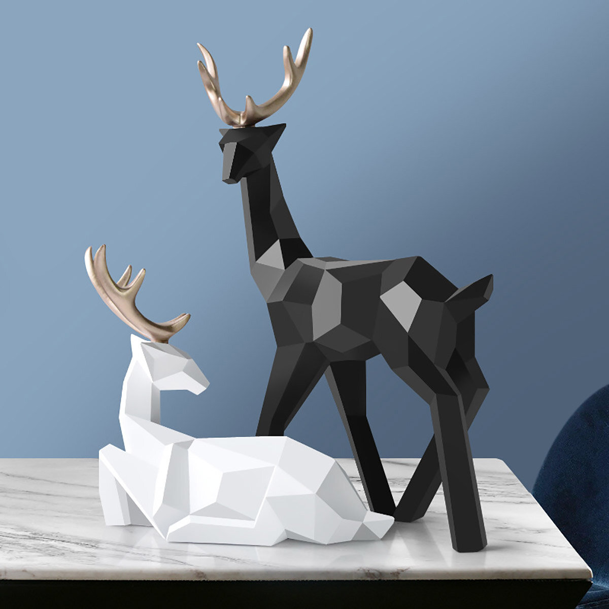 Image of Geometry Deer Reindeer Craft Home Party Decor Xmas Elk Resin Ornaments