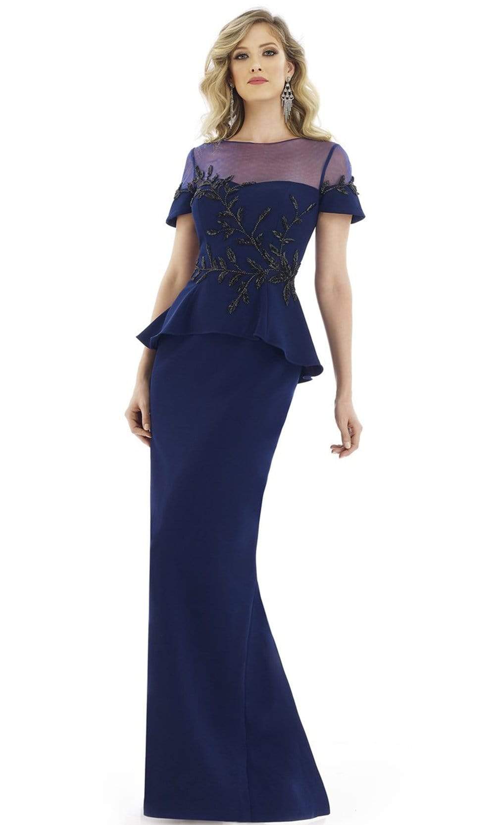 Image of Gia Franco - 12987 Embellished Illusion Peplum Dress