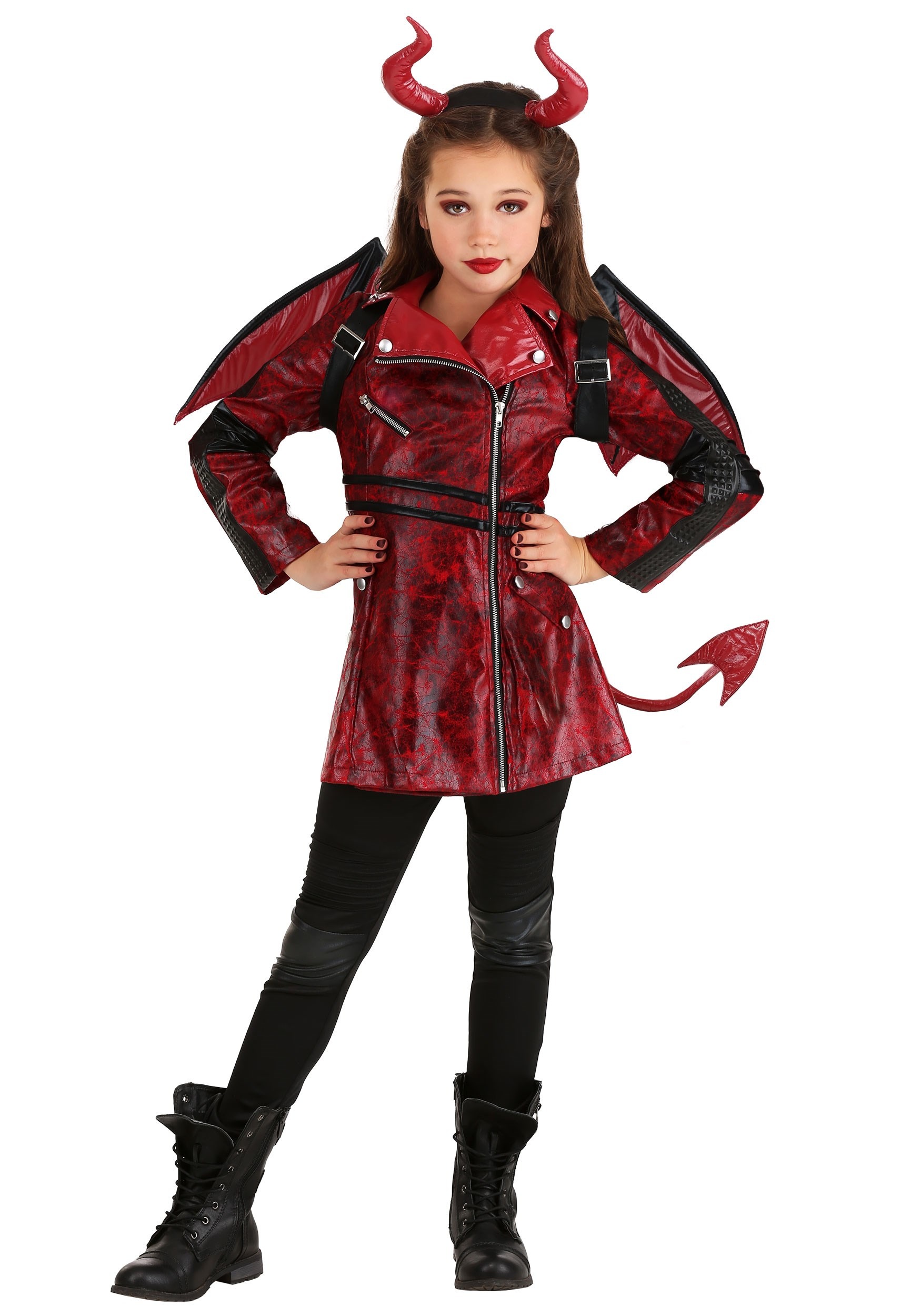 Image of Girl's Leather Devil Costume ID FUN0565CH-XL