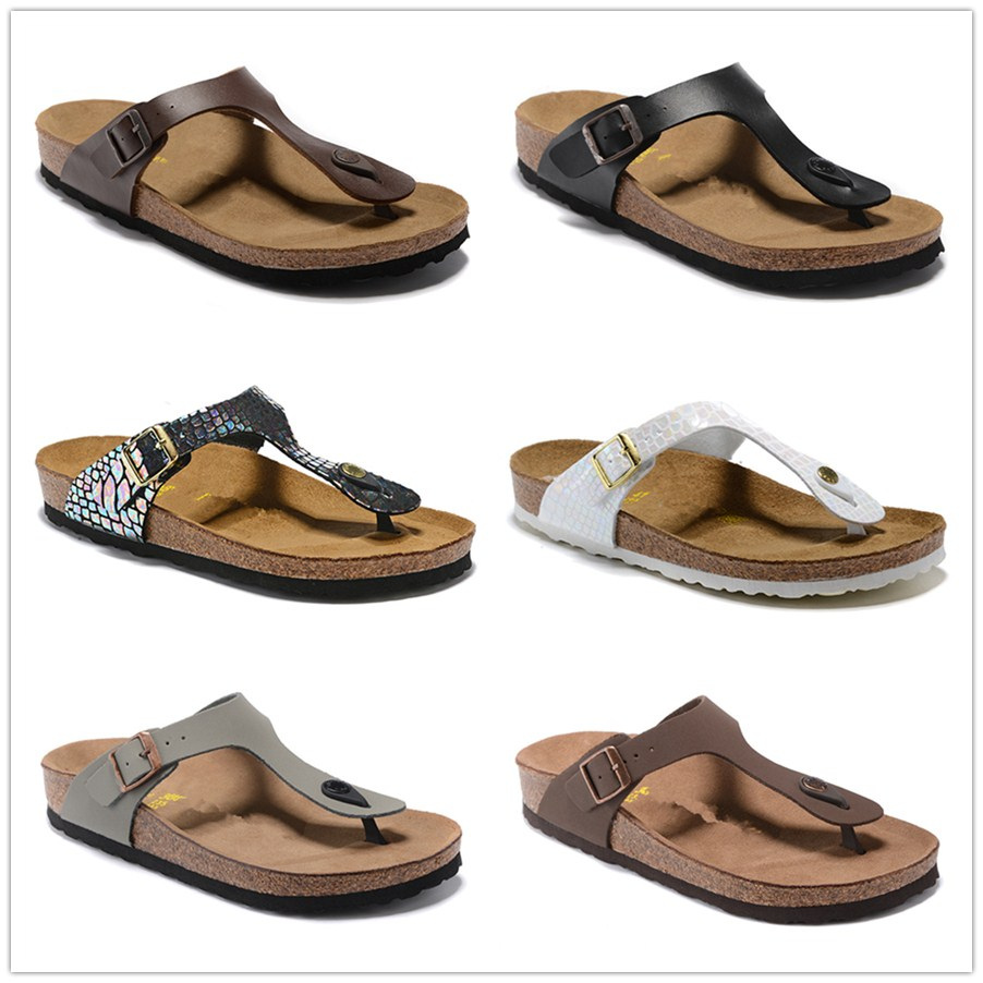 Image of Gizeh Cork slippers Man and woman Open Toe Beach Sandals Summer Flip Flops Genuine Leather Flats slippers free ship shoes fashion luxury des