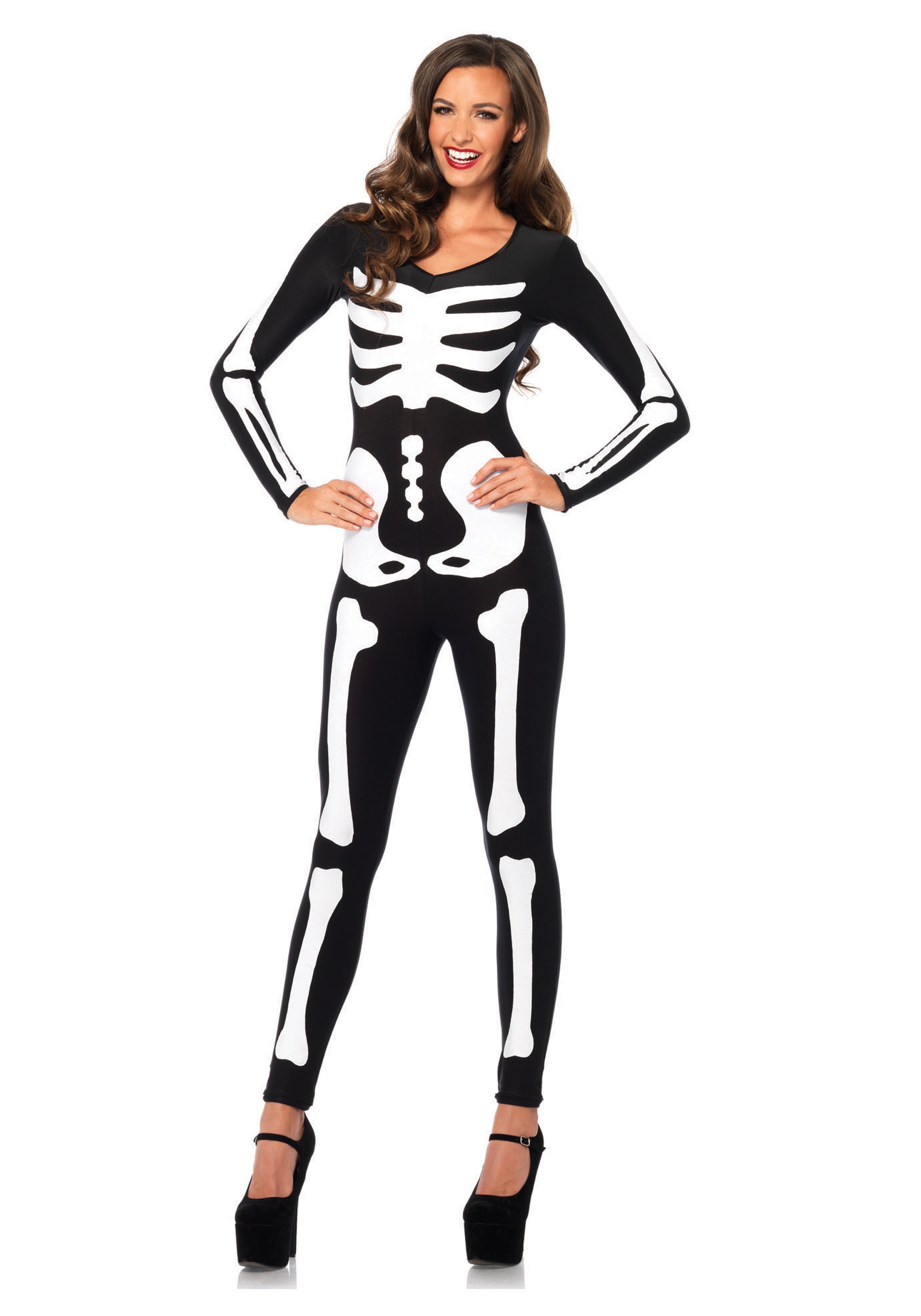 Image of Glow In the Dark Skeleton Catsuit for Women ID LE85346-L