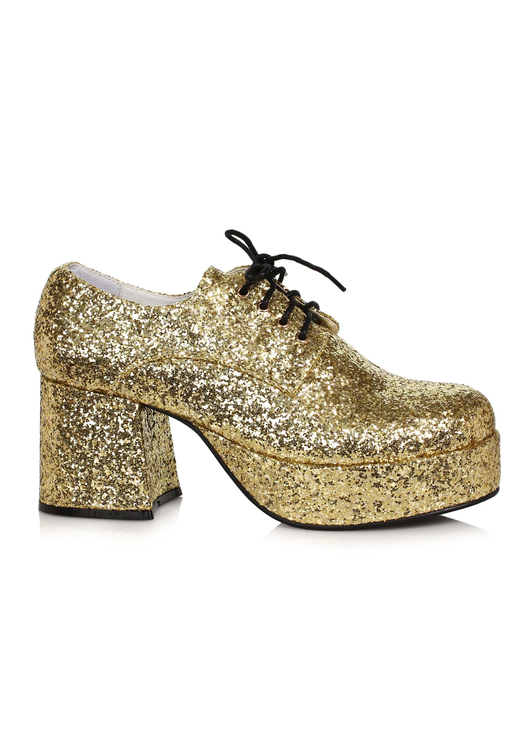 Image of Gold Men's Glitter Platform Shoes ID EE312PATRICKGD-M